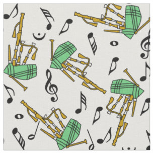 Tissu Motif de notes musicales Bagpipes