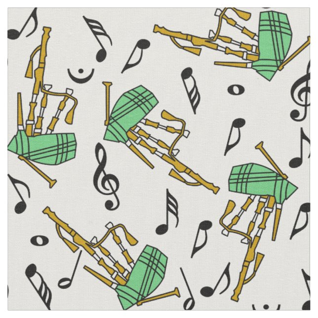 Tissu Motif de notes musicales Bagpipes (Fermer)