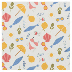Tissu Motif de nourriture de plage d'été italien La Dolc