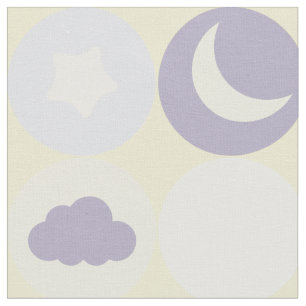 Tissu Motif de nursery bébé Nuages Violets Lunes et Étoi