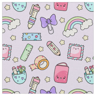 Tissu Motif de papeterie Kawaii