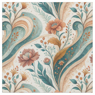 Tissu Motif de papier peint floral Art Nouveau vintage