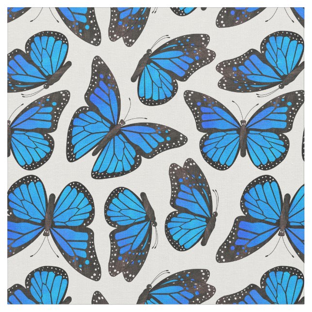 Tissu Motif de papillon bleu de monarque (Fermer)