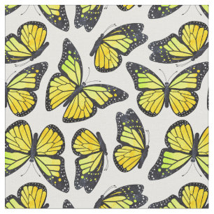 Tissu Motif de papillon jaune de monarque