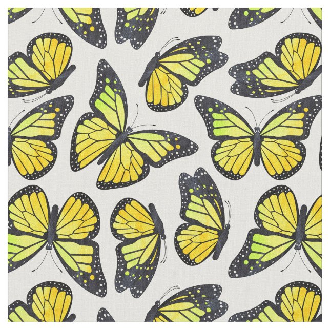 Tissu Motif de papillon jaune de monarque (Fermer)