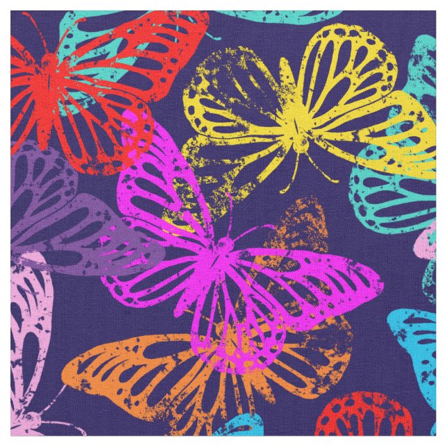 Tissu Motif de papillons multicolores (Fermer)