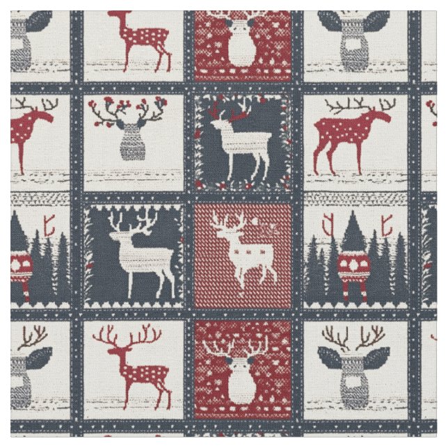 Tissu Motif de patchwork à noeud rustique | nordique (Fermer)