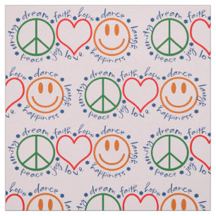 Tissu Motif de Peace Love Smile