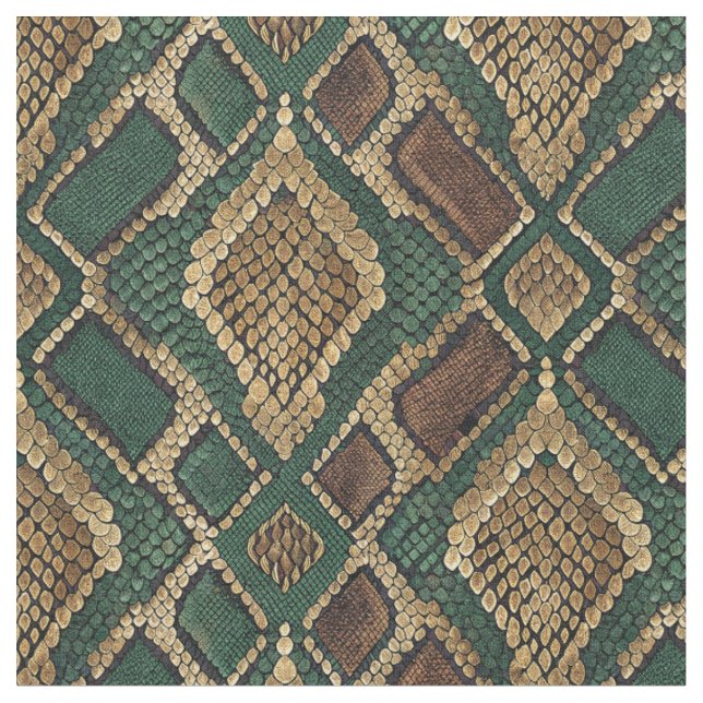 Tissu Motif de peau de serpent vert et or - Impression a (Fermer)