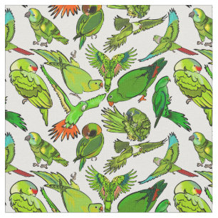 Tissu Motif de perroquets verts