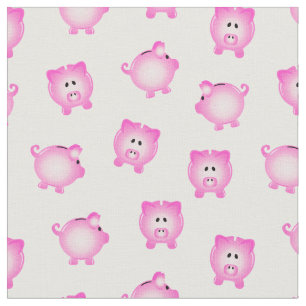Tissu Motif de Piggy Bank sur White