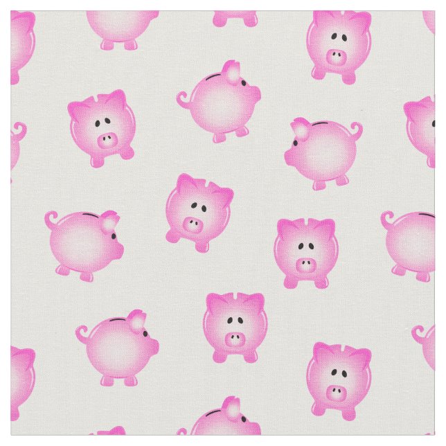 Tissu Motif de Piggy Bank sur White (Fermer)