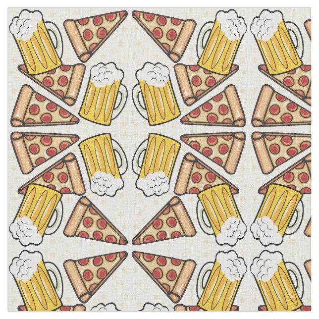 Tissu Motif de pizza et de bière (Fermer)