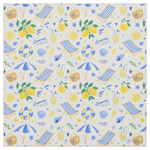 Tissu Motif de plage au citron d'été italien
