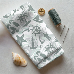 Tissu Motif de plage nautique Olive ID839
