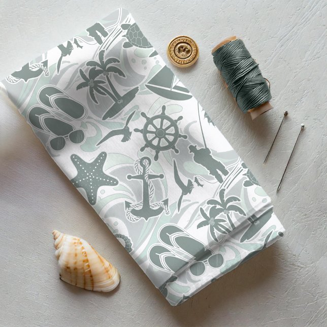 Tissu Motif de plage nautique Olive ID839 (Créateur téléchargé)