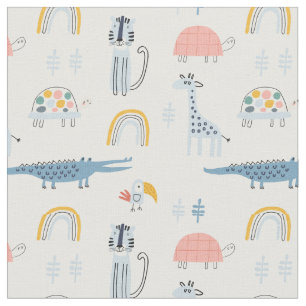 Tissu Motif de plaisir animal Doodle