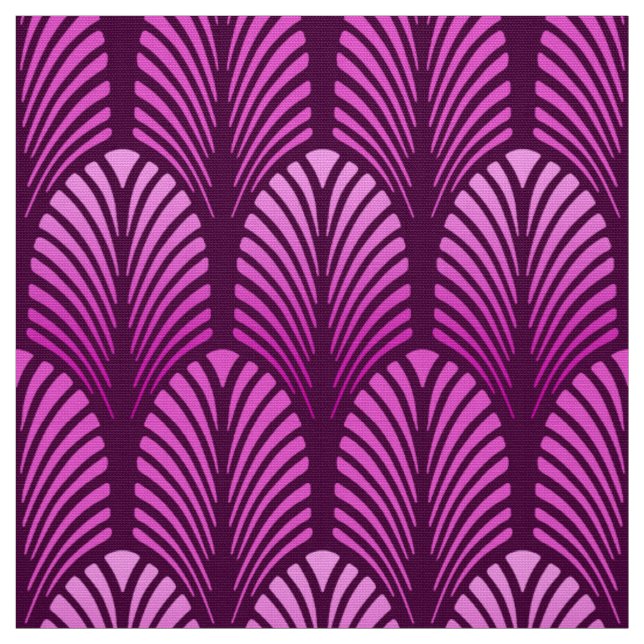Tissu Motif de plume d'art déco, pourpre d'améthyste (Échantillon)