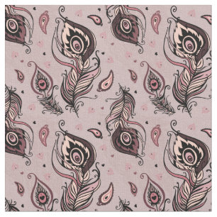 Tissu Motif de plume de paon
