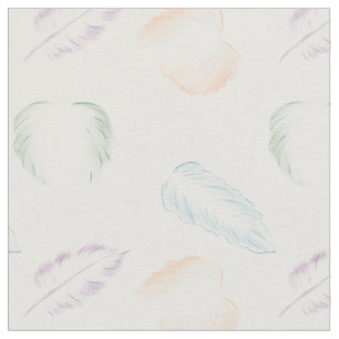 Tissu Motif de plumes pastel clair