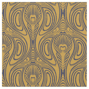 Tissu Motif de plumes Peacock Art Nouveau vintage