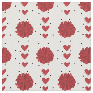 Tissu Motif de poèmes et de coeurs rouges de poom Pom-p
