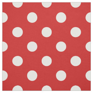 Tissu Motif de point rouge et blanc de polka