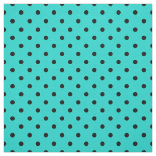 Tissu Motif de point tacheté noir de polka de turquoise