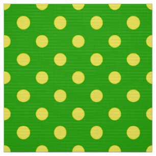 Tissu Motif de points jaunes sur fond vert