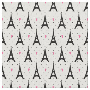 Tissu Motif de pois et de coeurs de Tour Eiffel