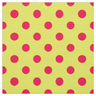 Tissu Motif de pois roses sur fond jaune