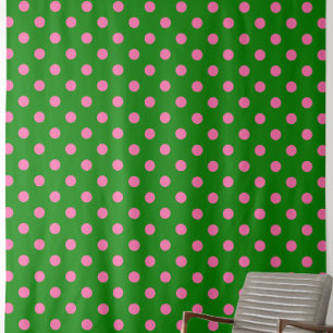 Tissu Motif de pois roses sur fond vert
