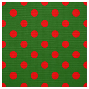 Tissu Motif de pois rouges sur fond vert