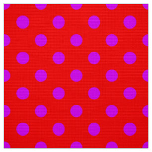 Tissu Motif de pois violet sur rouge
