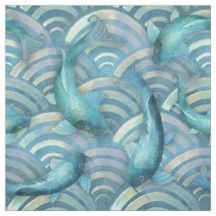 Tissu Motif de poisson de la carpe bleue Koi