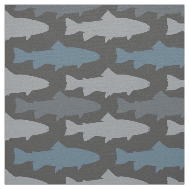 Tissu Motif de poisson de truite jaune et gris (Échantillon)
