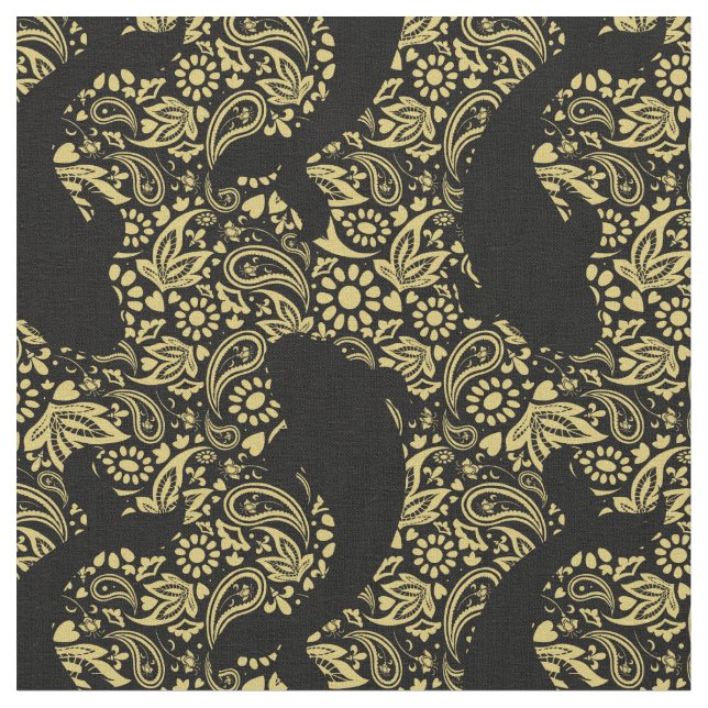Tissu Motif de poisson Koi Exotic Gold Noir (Fermer)