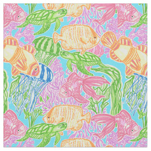 Tissu Motif de poisson tropical coloré