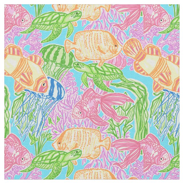 Tissu Motif de poisson tropical coloré (Fermer)