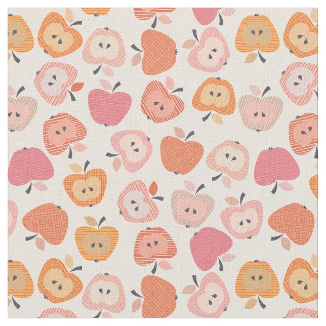 Tissu Motif de pomme rose et orange mignon (Fermer)