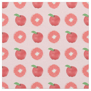 Tissu Motif de pommes et de pamplemousses roses d'été