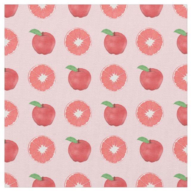Tissu Motif de pommes et de pamplemousses roses d'été (Fermer)