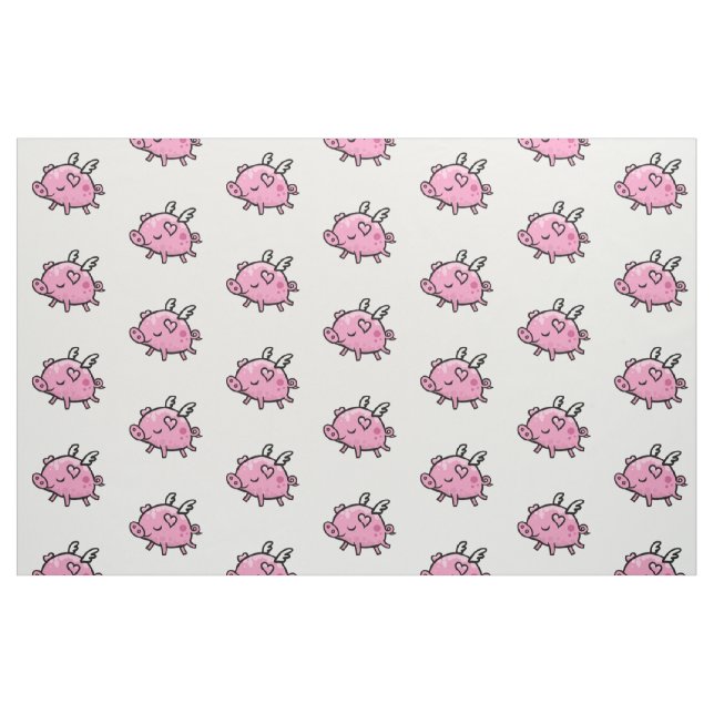 Tissu Motif de porc de vol (Fat Quarter)