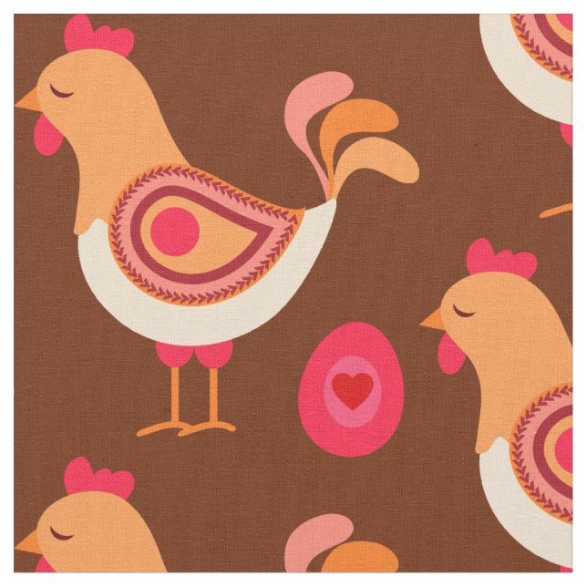 Tissu Motif de poulet et d'oeuf (Fermer)