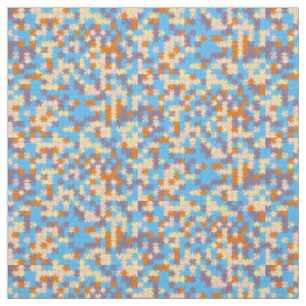 Tissu Motif de puzzle orange, Pêche, Jaune, Bleu, Violet