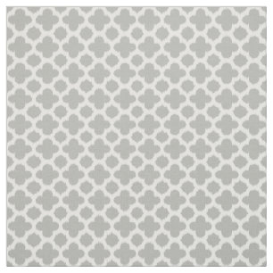 Tissu Motif de Quatrefoil blanc Ikat gris beige