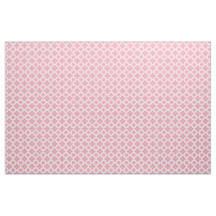 Tissu Motif de Quatrefoil blanc Rose rose vif