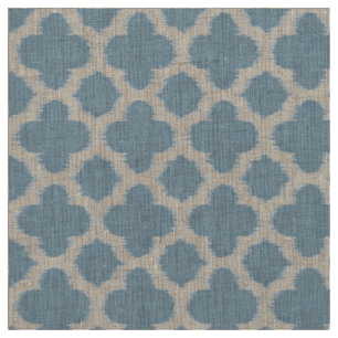 Tissu Motif de Quatrefoil d'Ikat bleu gris ardoise