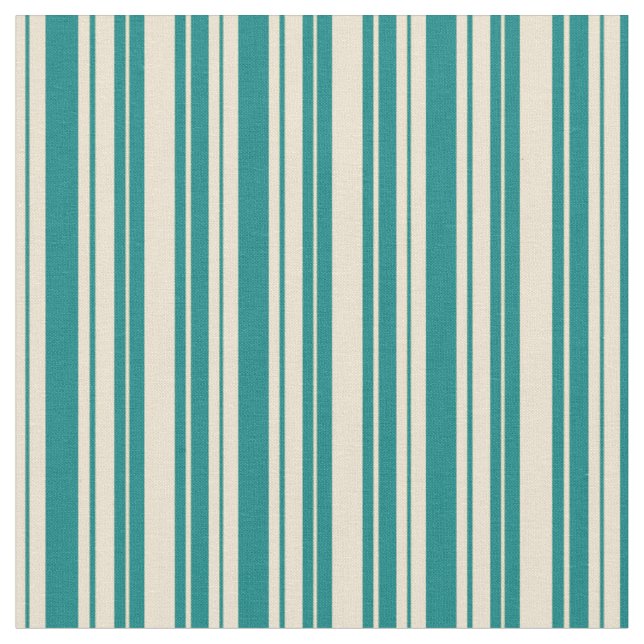 Tissu Motif de rayures beige et Turquoise (Fermer)