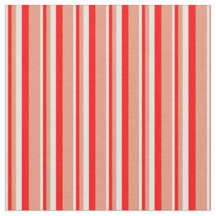 Tissu Motif de rayures de couleur beige, rouge et Saumon